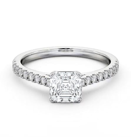 Asscher Diamond 4 Prong Engagement Ring 9K White Gold Solitaire ENAS35S_WG_THUMB1