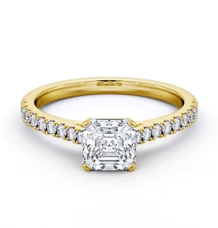 Asscher Diamond 4 Prong Engagement Ring 18K Yellow Gold Solitaire ENAS35S_YG_THUMB1