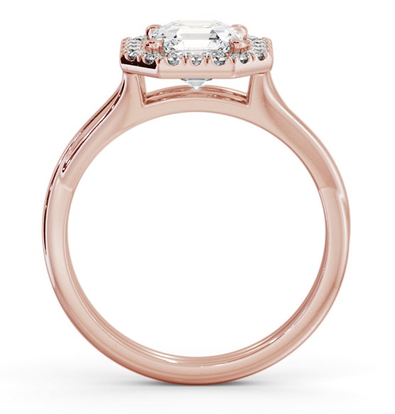 Halo Asscher Diamond Crossover Band Engagement Ring 18K Rose Gold ENAS36_RG_THUMB1