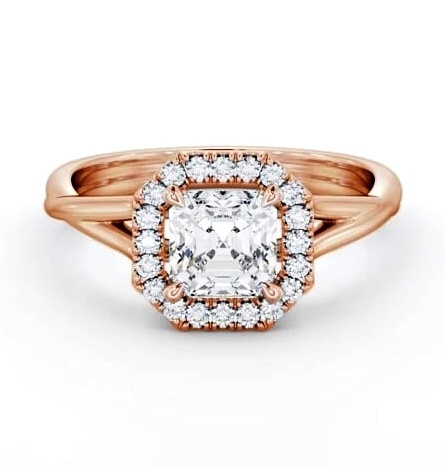 Halo Asscher Diamond Crossover Band Engagement Ring 18K Rose Gold ENAS36_RG_THUMB1