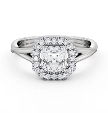 Halo Asscher Diamond Crossover Band Engagement Ring Palladium ENAS36_WG_THUMB1