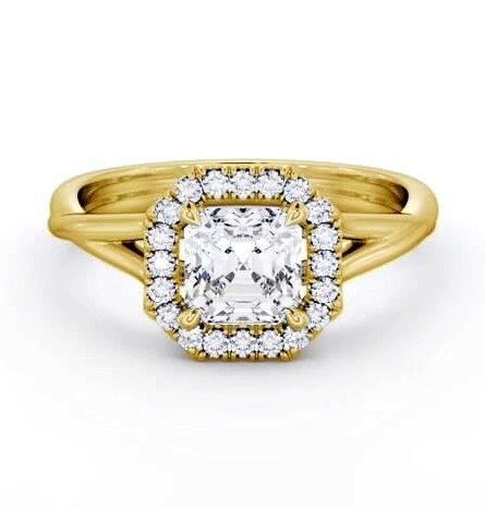 Halo Asscher Diamond Crossover Band Engagement Ring 9K Yellow Gold ENAS36_YG_THUMB1