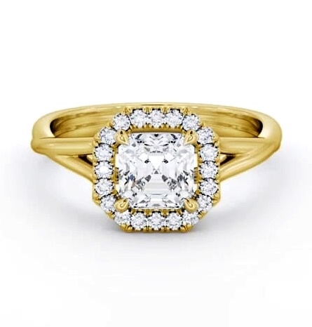 Halo Asscher Diamond Crossover Band Engagement Ring 18K Yellow Gold ENAS36_YG_THUMB2 