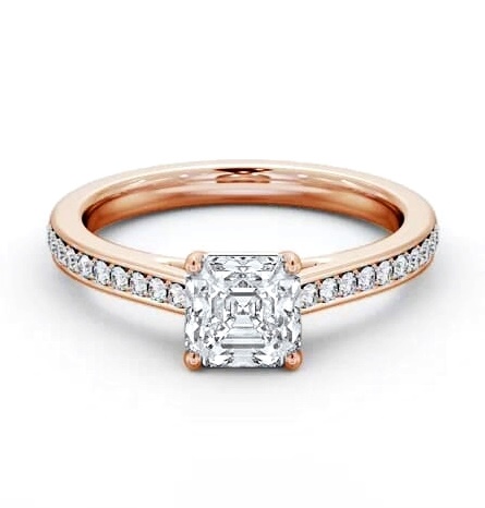 Asscher Diamond 4 Prong Engagement Ring 18K Rose Gold Solitaire ENAS36S_RG_THUMB2 