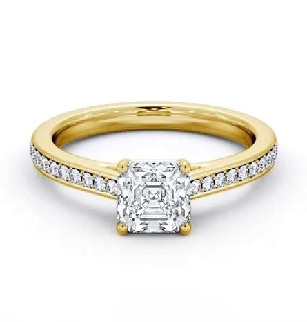 Asscher Diamond 4 Prong Engagement Ring 18K Yellow Gold Solitaire ENAS36S_YG_THUMB1