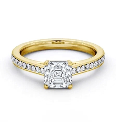 Asscher Diamond 4 Prong Engagement Ring 18K Yellow Gold Solitaire ENAS36S_YG_THUMB2 