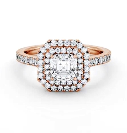 Double Halo Asscher Diamond Engagement Ring 9K Rose Gold ENAS37_RG_THUMB1