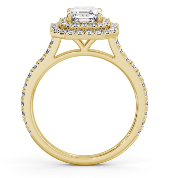 Double Halo Asscher Diamond Engagement Ring 18K Yellow Gold ENAS37_YG_THUMB1 