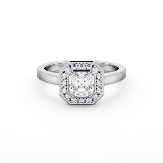 Halo Asscher Diamond Engagement Ring Palladium - Ariella ENAS38_WG_HAND