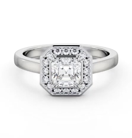 Halo Asscher Diamond Engagement Ring 18K White Gold ENAS38_WG_THUMB1