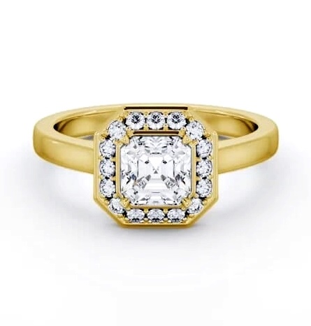 Halo Asscher Diamond Engagement Ring 18K Yellow Gold ENAS38_YG_THUMB1