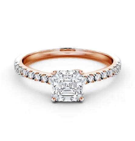 Asscher Diamond Trellis Style Engagement Ring 18K Rose Gold Solitaire ENAS38S_RG_THUMB1