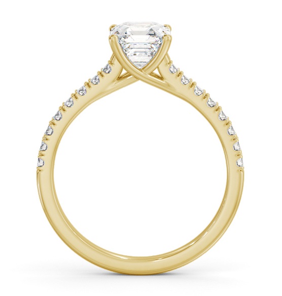 Asscher Diamond Trellis Style Ring 18K Yellow Gold Solitaire ENAS38S_YG_THUMB1 