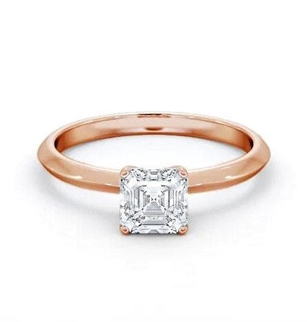 Asscher Diamond Knife Edge Band Ring 18K Rose Gold Solitaire ENAS39_RG_THUMB1