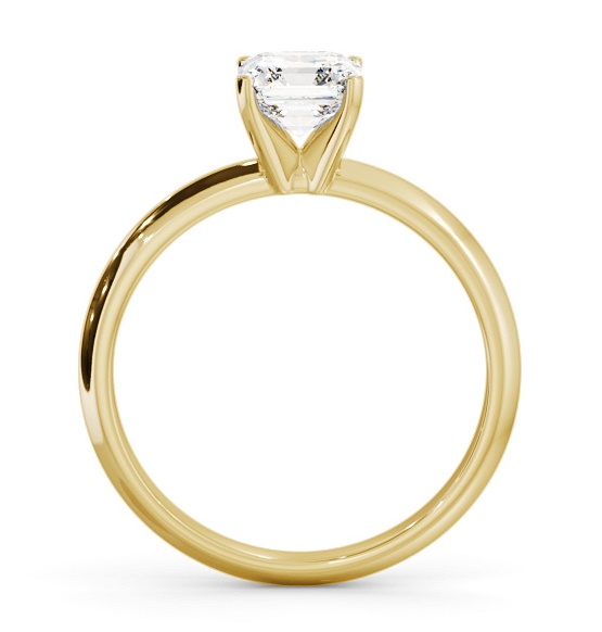 Asscher Diamond Knife Edge Band Ring 18K Yellow Gold Solitaire ENAS39_YG_THUMB1 