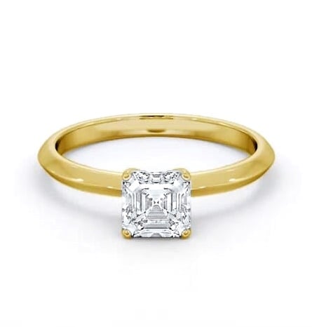 Asscher Diamond Knife Edge Band Ring 18K Yellow Gold Solitaire ENAS39_YG_THUMB2 