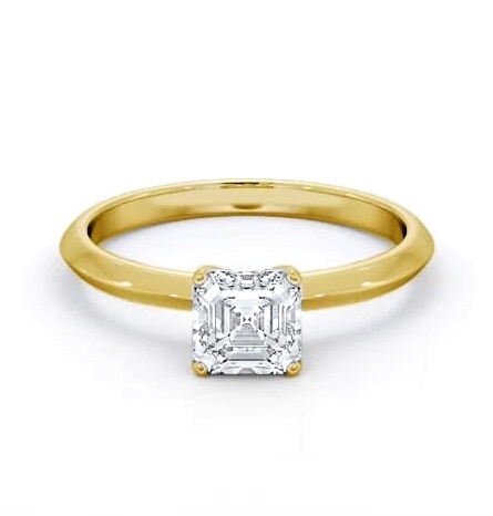 Asscher Diamond Knife Edge Band Ring 18K Yellow Gold Solitaire ENAS39_YG_THUMB2 