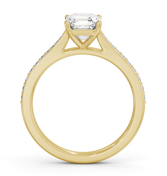 Asscher Diamond Tapered Band Engagement Ring 18K Yellow Gold Solitaire ENAS39S_YG_THUMB1 