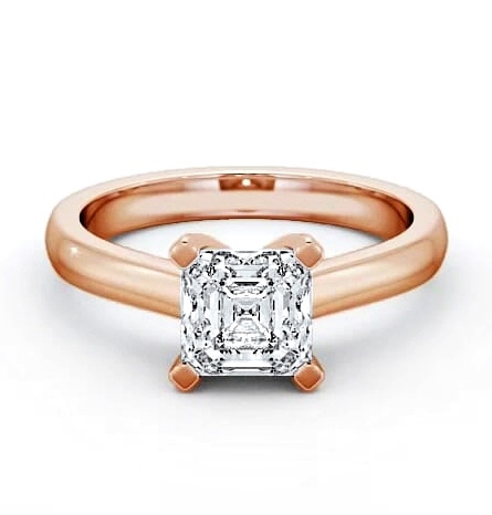 Asscher Diamond Square Prongs Engagement Ring 18K Rose Gold Solitaire ENAS3_RG_THUMB1