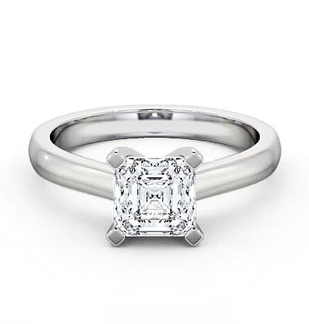 Asscher Diamond Square Prongs Engagement Ring 9K White Gold Solitaire ENAS3_WG_THUMB2 