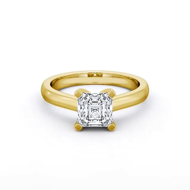 Asscher Diamond Engagement Ring 18K Yellow Gold Solitaire - Emilia ENAS3_YG_HAND