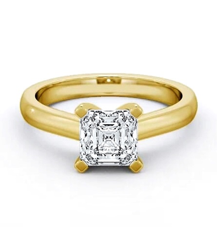 Asscher Diamond Square Prongs Ring 18K Yellow Gold Solitaire ENAS3_YG_THUMB1
