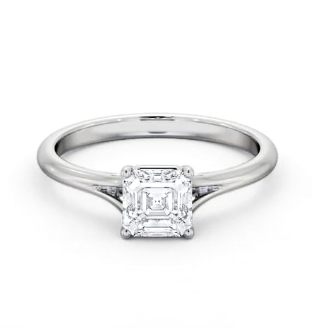 Asscher Diamond Floating Head Design Ring 18K White Gold Solitaire ENAS40_WG_THUMB1