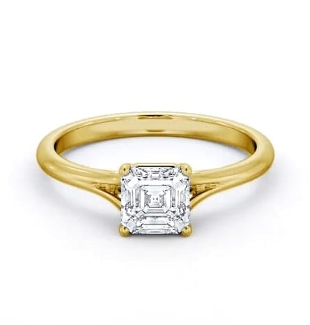 Asscher Diamond Floating Head Design Ring 18K Yellow Gold Solitaire ENAS40_YG_THUMB2 