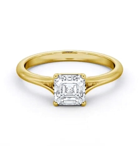 Asscher Diamond Floating Head Design Ring 18K Yellow Gold Solitaire ENAS40_YG_THUMB1
