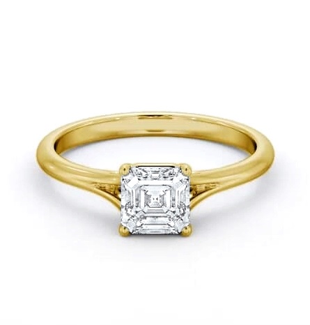 Asscher Diamond Floating Head Design Ring 18K Yellow Gold Solitaire ENAS40_YG_THUMB2 