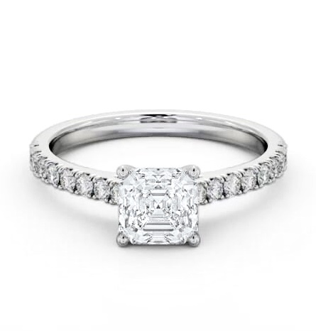 Asscher Diamond 4 Prong Engagement Ring 18K White Gold Solitaire ENAS40S_WG_THUMB1