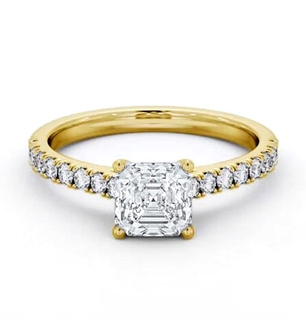 Asscher Diamond 4 Prong Engagement Ring 18K Yellow Gold Solitaire ENAS40S_YG_THUMB1