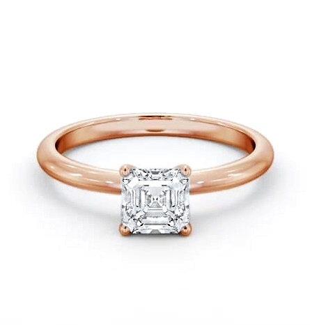 Asscher Diamond Sleek 4 Prong Engagement Ring 9K Rose Gold Solitaire ENAS41_RG_THUMB1