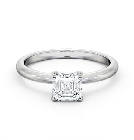 Asscher Diamond Sleek 4 Prong Engagement Ring 18K White Gold Solitaire ENAS41_WG_THUMB1