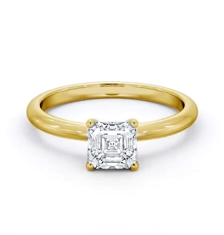 Asscher Diamond Sleek 4 Prong Ring 18K Yellow Gold Solitaire ENAS41_YG_THUMB1