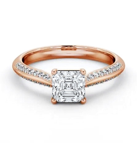 Asscher Diamond Knife Edge Band Ring 18K Rose Gold Solitaire ENAS41S_RG_THUMB2 