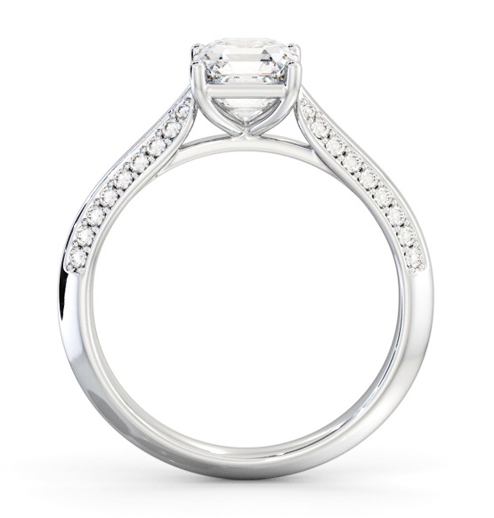 Asscher Diamond Knife Edge Band Ring 18K White Gold Solitaire ENAS41S_WG_THUMB1 