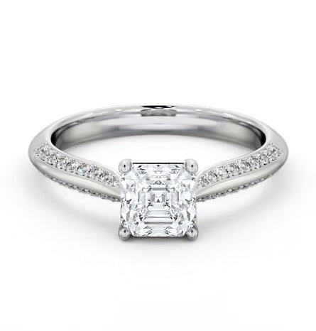 Asscher Diamond Knife Edge Band Ring 18K White Gold Solitaire ENAS41S_WG_THUMB2 