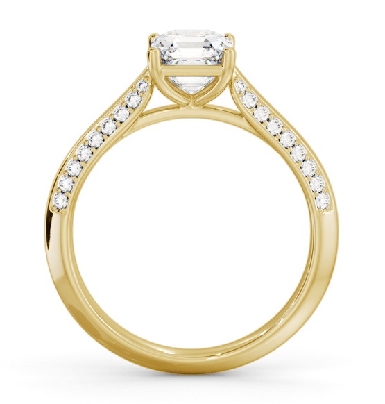 Asscher Diamond Knife Edge Band Ring 18K Yellow Gold Solitaire ENAS41S_YG_THUMB1 