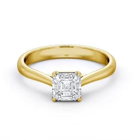 Asscher Diamond Classic 4 Prong Ring 9K Yellow Gold Solitaire ENAS42_YG_THUMB1