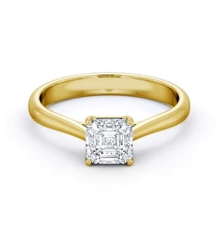 Asscher Diamond Classic 4 Prong Ring 18K Yellow Gold Solitaire ENAS42_YG_THUMB2 