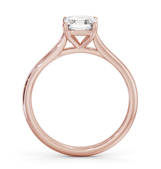 Asscher Diamond Tapered Band 4 Prong Ring 18K Rose Gold Solitaire ENAS43_RG_THUMB1 
