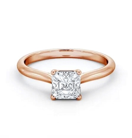 Asscher Diamond Tapered Band 4 Prong Ring 18K Rose Gold Solitaire ENAS43_RG_THUMB1