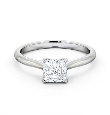 Asscher Diamond Tapered Band 4 Prong Ring Platinum Solitaire ENAS43_WG_THUMB1