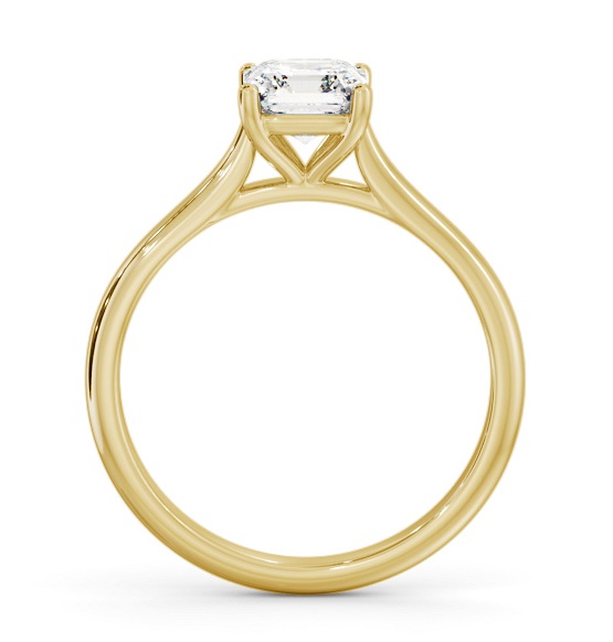 Asscher Diamond Tapered Band 4 Prong Ring 18K Yellow Gold Solitaire ENAS43_YG_THUMB1 