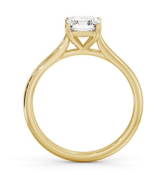 Asscher Diamond Tapered Band 4 Prong Ring 18K Yellow Gold Solitaire ENAS43_YG_THUMB1 