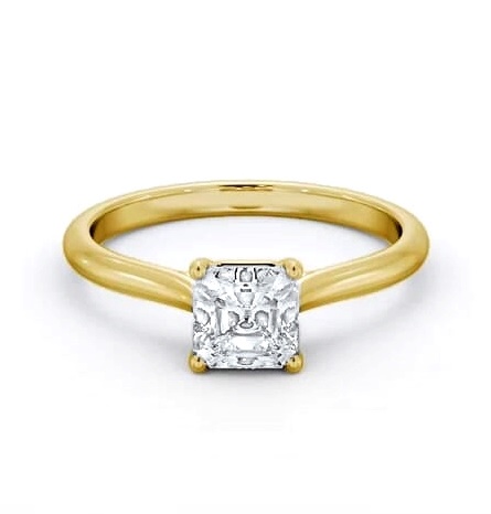 Asscher Diamond Tapered Band 4 Prong Ring 18K Yellow Gold Solitaire ENAS43_YG_THUMB2 