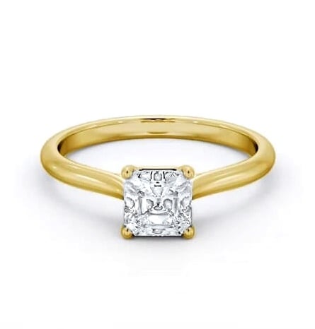Asscher Diamond Tapered Band 4 Prong Ring 18K Yellow Gold Solitaire ENAS43_YG_THUMB1