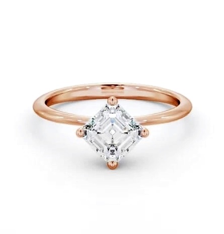 Asscher Diamond Dainty 4 Prong Engagement Ring 9K Rose Gold Solitaire ENAS44_RG_THUMB1