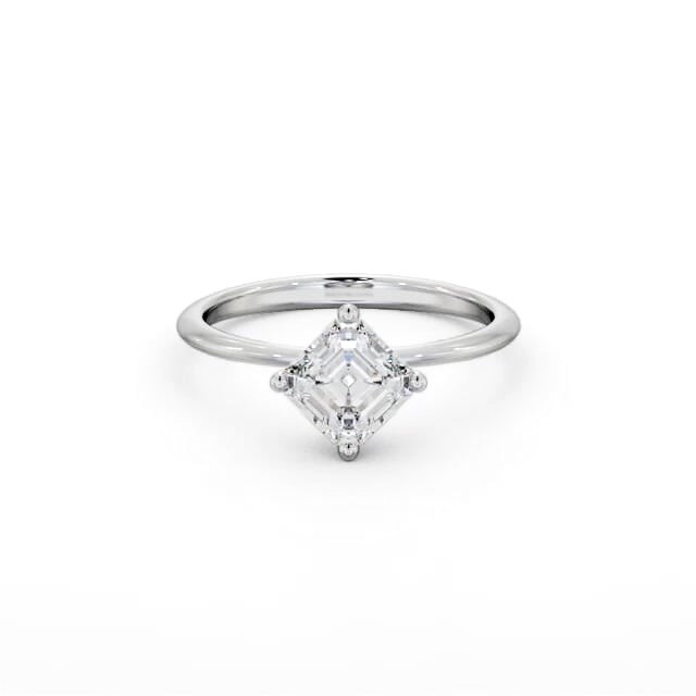Asscher Diamond Engagement Ring Palladium Solitaire - Milania ENAS44_WG_HAND